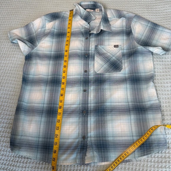 LL Bean Beach Cruiser Shirt Womens Large Reg Blue Plaid Top Blouse Gorpcore - Picture 9 of 9